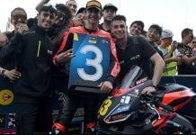 Jayden Fernandez and his crew celebrate P3 at Misano. Photo courtesy Fernandez Racing.