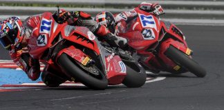 Teammates, Bo Bendsneyder (11) and Filippo Farioli (77) during WSSP Race 1 at Balaton Park. Photo courtesy Dorna.