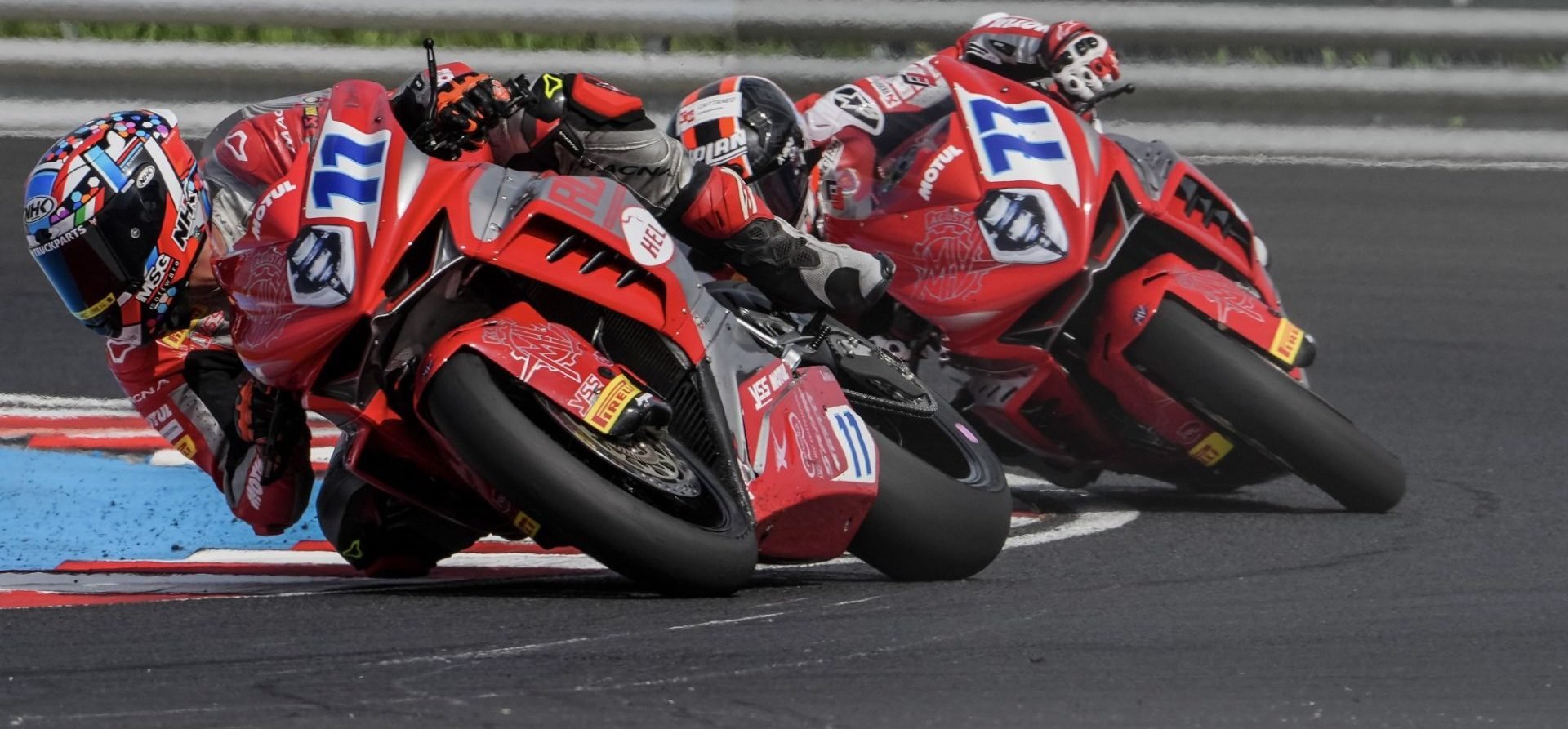 Teammates, Bo Bendsneyder (11) and Filippo Farioli (77) during WSSP Race 1 at Balaton Park. Photo courtesy Dorna.