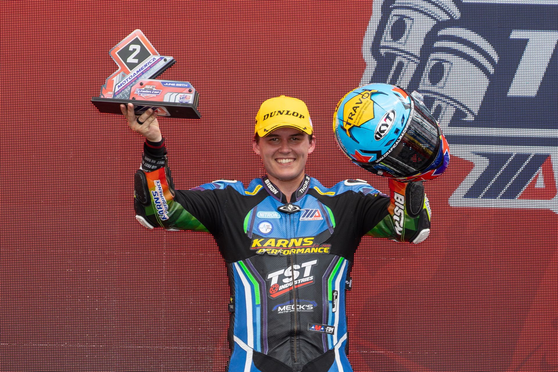Levi Badie on the podium at The Ridge. Photo Credit: Brian J Nelson.
