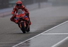 Marc Marquez during MotoGP wet FP2 in Germany. Photo courtesy Ducati Corse Team.