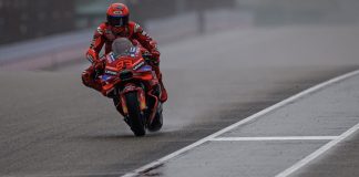 MOTOGP : M. Marquez Is Best In Saturday Practice In Germany Marc Marquez during MotoGP wet FP2 in Germany. Photo courtesy Ducati Corse Team.