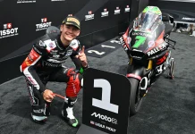 Barry Baltus in Parc fermé after his pole position at Brno. Photo courtesy Dorna.