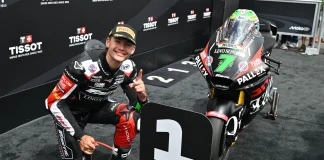 Barry Baltus in Parc fermé after his pole position at Brno. Photo courtesy Dorna.