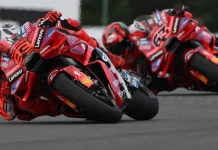 Marc Marquez (93) and Francesco Bagnaia (63) during the MotoGP Sprint race at Brno. Photo courtesy Dorna.