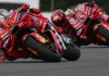 Marc Marquez (93) and Francesco Bagnaia (63) during the MotoGP Sprint Race at Brno. Photo courtesy Dorna.