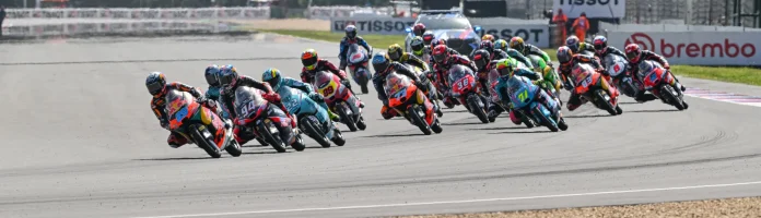 Moto3 race start at Brno. Photo courtesy Dorna.