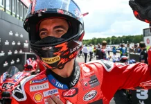 Francesco Bagnaia in Parc fermé after his pole position at Brno. Photo courtesy Dorna.