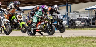 Texas Mini Cup Final Race Preview Super Mini grid 061425.jpg - Maverick Johnson (#163), Tanner Rhodes (#11), Kellan Funkhouser (#279), Craig Thompson (#144) on the starting grid for the GP190/Super Mini race, KartMoto, Cresson, TX. Photo Credit: Photographer Jeff Kulchinski/Model T Photography.