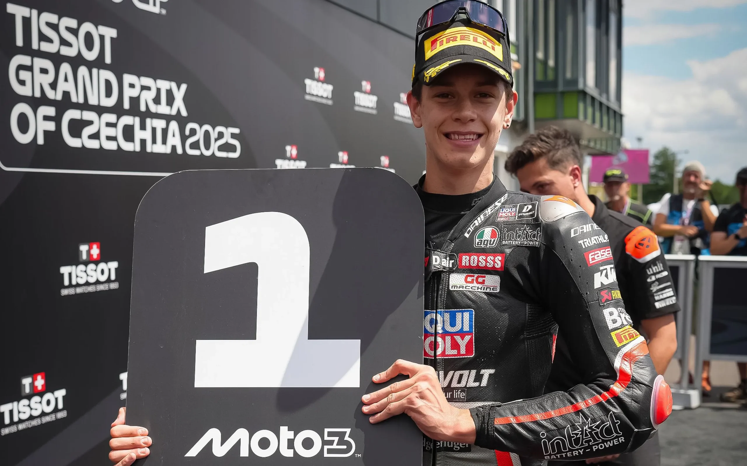 Guido Pini in Parc fermé after his pole position at Brno. Photo courtesy Dorna.