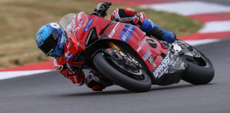 Josh Herrin and his Warhorse HSBK Racing Ducati arrive at VIRginia International Raceway with a 31-point lead in the 2025 MotoAmerica Superbike Championship. Photo by Brian J. Nelson