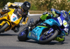 Mathew Scholtz (1) and PJ Jacobsen (15) are just three points apart in the battle for the 2025 MotoAmerica Motovation Supersport Championshp as the series heads to VIRginia International Raceway, August 1-3. Photo by Brian J. Nelson