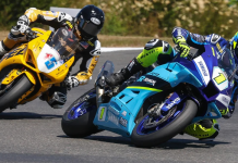 Mathew Scholtz (1) and PJ Jacobsen (15) are just three points apart in the battle for the 2025 MotoAmerica Motovation Supersport Championshp as the series heads to VIRginia International Raceway, August 1-3. Photo by Brian J. Nelson