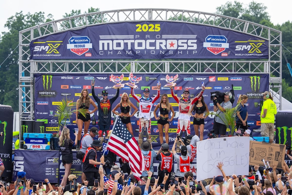 Podium picture, from left to right, Hunter Lawrence, Jett Lawrence and Justin Cooper. Photo courtesy MX Sports Pro Racing, Inc.