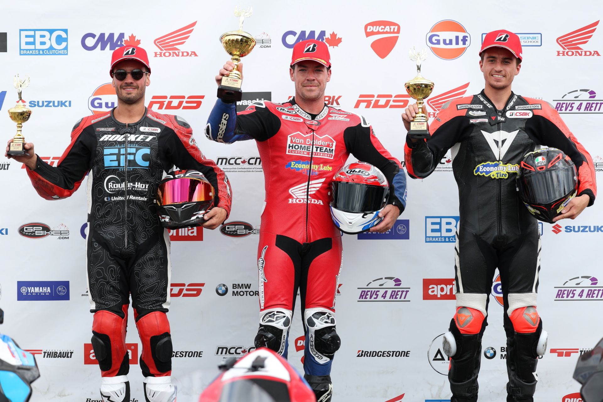 Podium picture, from left to right, Alex Dumas, Ben Young and Samuel Guerin. Photo courtesy CSBK.