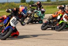 GP190/StreetGP practice: Maverick Johnson (#163), Ray Ray (#188), Garret Harrell (#27), and Craig Thompson (#144). Photo by Andres Alegria/Eleven Motorsports / Courtesy Texas Mini Cup.
