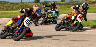 GP190/StreetGP practice: Maverick Johnson (#163), Ray Ray (#188), Garret Harrell (#27), and Craig Thompson (#144). Photo by Andres Alegria/Eleven Motorsports / Courtesy Texas Mini Cup.