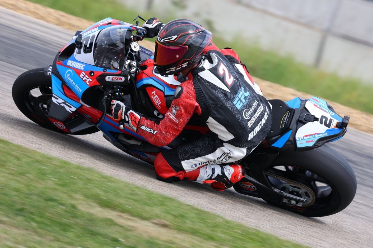 Sam Guérin (2) secured pole position for the round three triple-header Superbike weekend at RAD Torque Raceway after setting a new lap record during Friday's qualifying session. Photo credit : Rob O'Brien / courtesy CSBK.