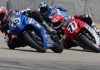 Early race action during the first of three Pro Supersport races this weekend at RAD Torque Raceway saw Andrew Van Winkle (45) with the early lead over eventual race winner Torin Collins (71) and Sebastien Tremblay (hidden). Photo credit: Rob O'Brien / courtesy CSBK.