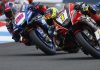 Kyle Ryde (1) and Bradley Ray (28) at Knockhill.