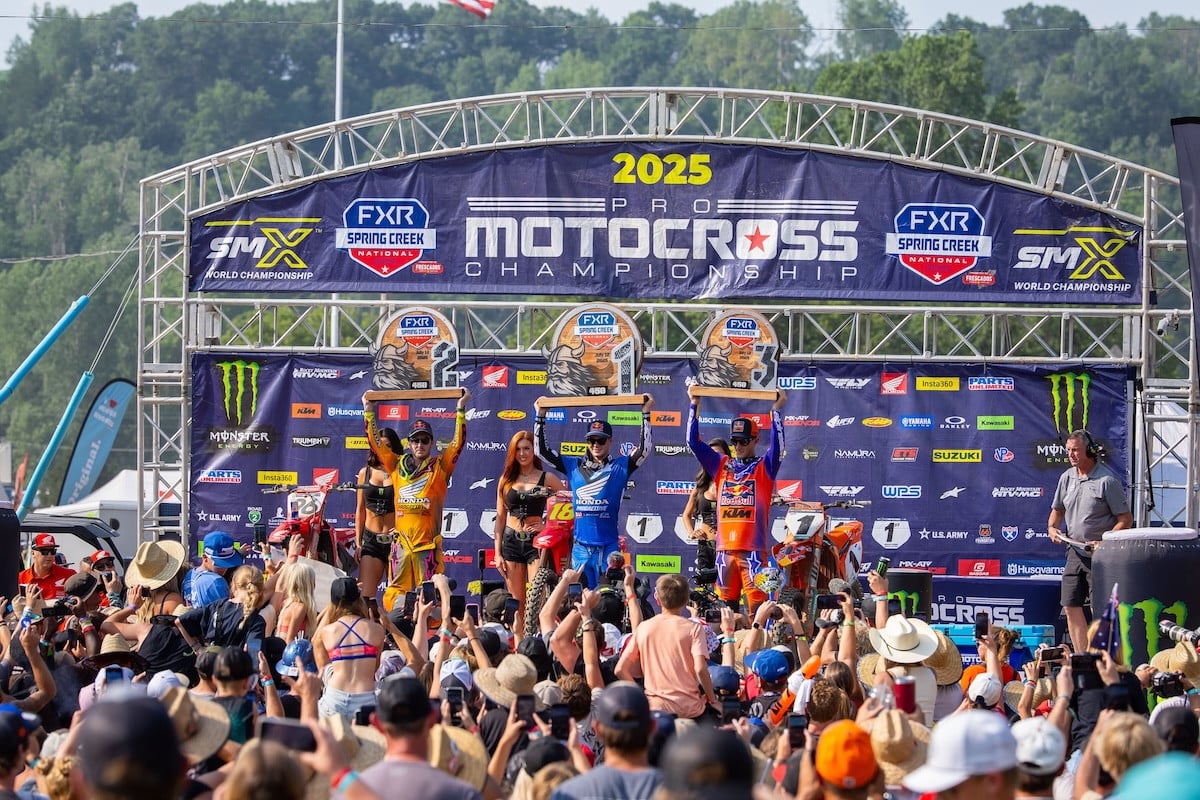 Podium picture with, from left to right, Hunter Lawrence, Jett Lawrence and Chase Sexton. Photo Credit: MX Sports Pro Racing, Inc.