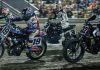 Davis Fisher (67), James Ott (19), Briar Bauman (3) and Dallas Daniels (32) race during the Mission Challenge at the Silver Dollar Short Track. Photo by Tim Lester / courtesy American Flat Track.