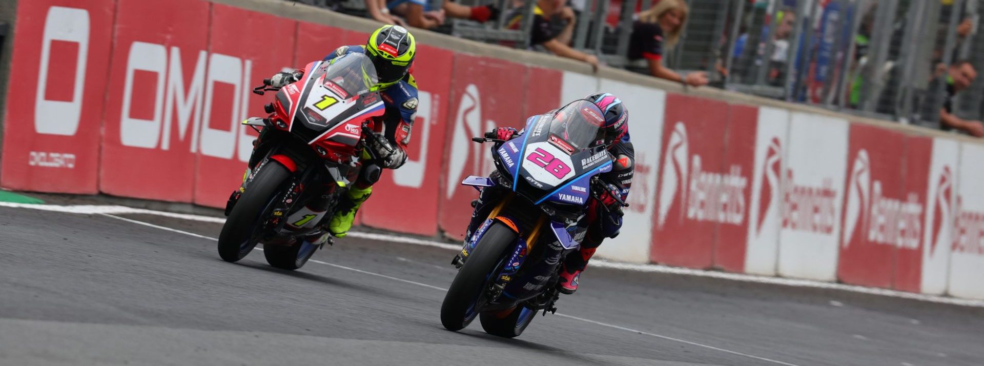 Kyle Ryde (1) versus Bradley Ray (28) with just 0.087s between them at the finish. Photo courtesy BSB.