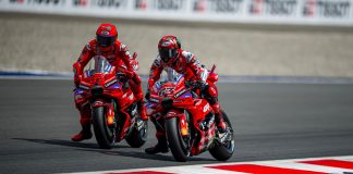 Marc Marquez (93) and Francesco Bagnaia (73) during the MotoGP Race in Austria. Photo courtesy Ducati Lenovo Team.