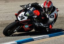 Adam Guyer (24) on his Aprilia RS660. Photo by Sam Draiss.