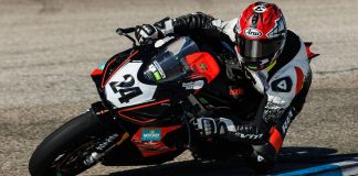 Adam Guyer (24) on his Aprilia RS660. Photo by Sam Draiss.