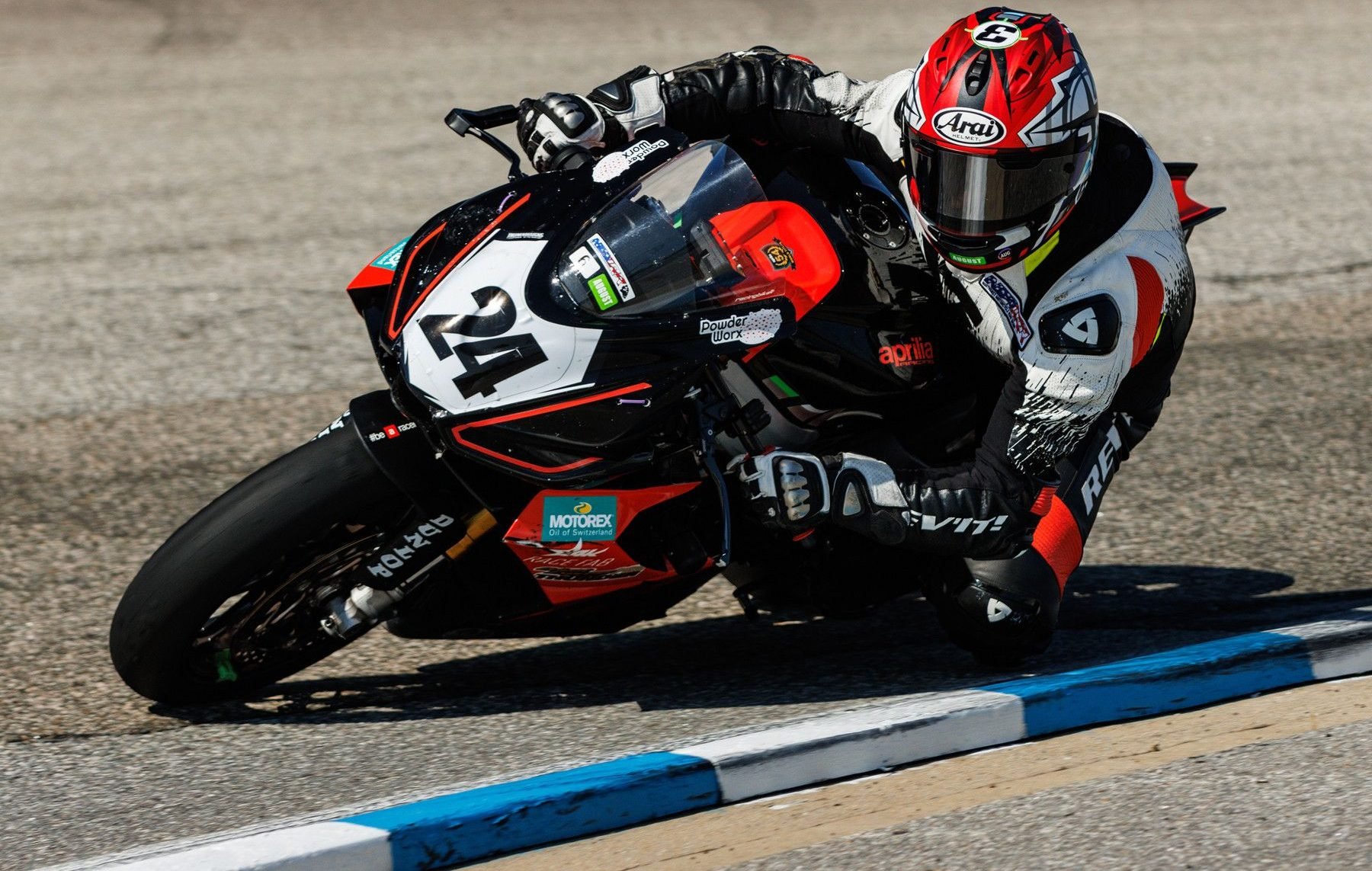 Adam Guyer (24) on his Aprilia RS660. Photo by Sam Draiss.