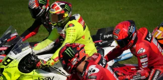 Francesco Bagnaia, Marc Marquez and Fabio Di Giannantonio. Photo courtesy Dorna.