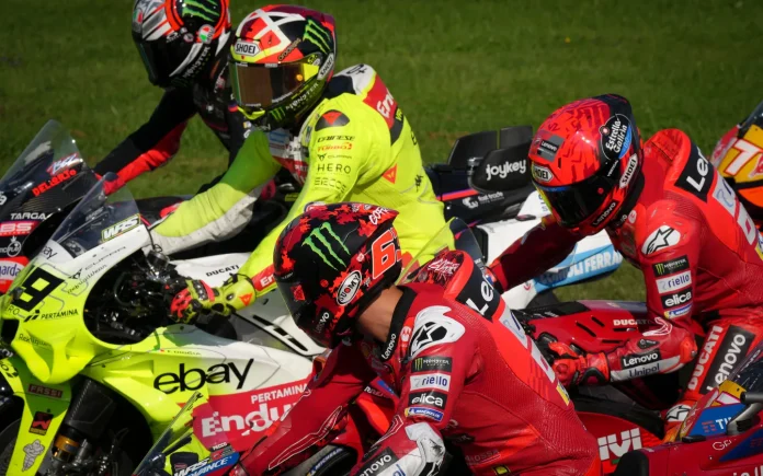 Francesco Bagnaia, Marc Marquez and Fabio Di Giannantonio. Photo courtesy Dorna.