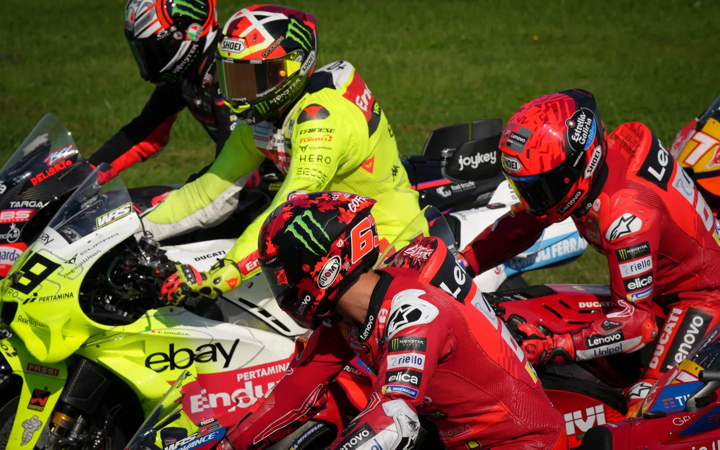 Francesco Bagnaia, Marc Marquez and Fabio Di Giannantonio. Photo courtesy Dorna.