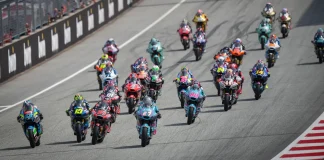 Moto2 race start in Austria. Photo courtesy Dorna.