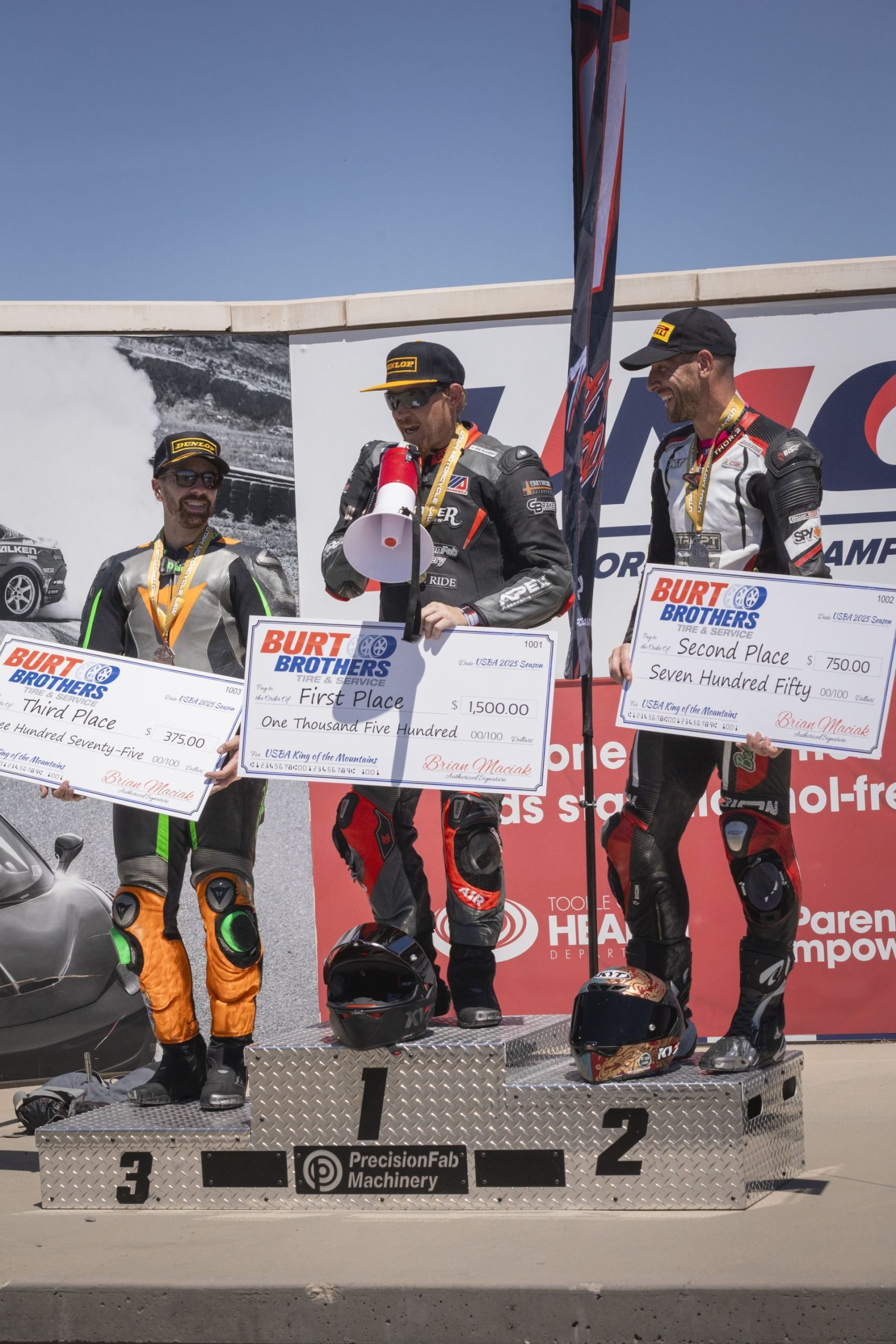 KOM Podium (left to right) Brian Childree 3rd, Anthony Norton 1st, Justin Delong 2nd. Photo by Richard Jellerson
