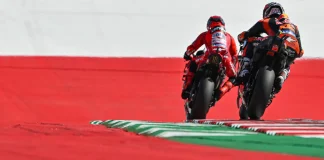 Marc Marquez and Pedro Acosta during the practice session in Austria. Photo courtesy Dorna.