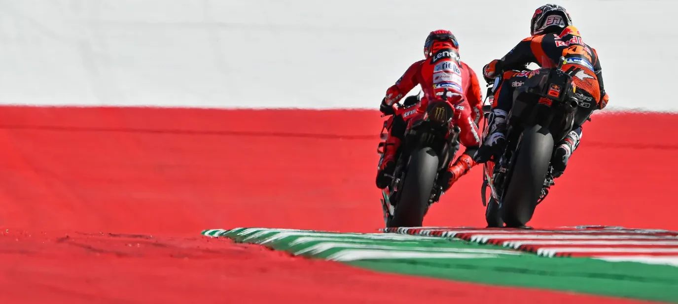 Marc Marquez and Pedro Acosta during the practice session in Austria. Photo courtesy Dorna.