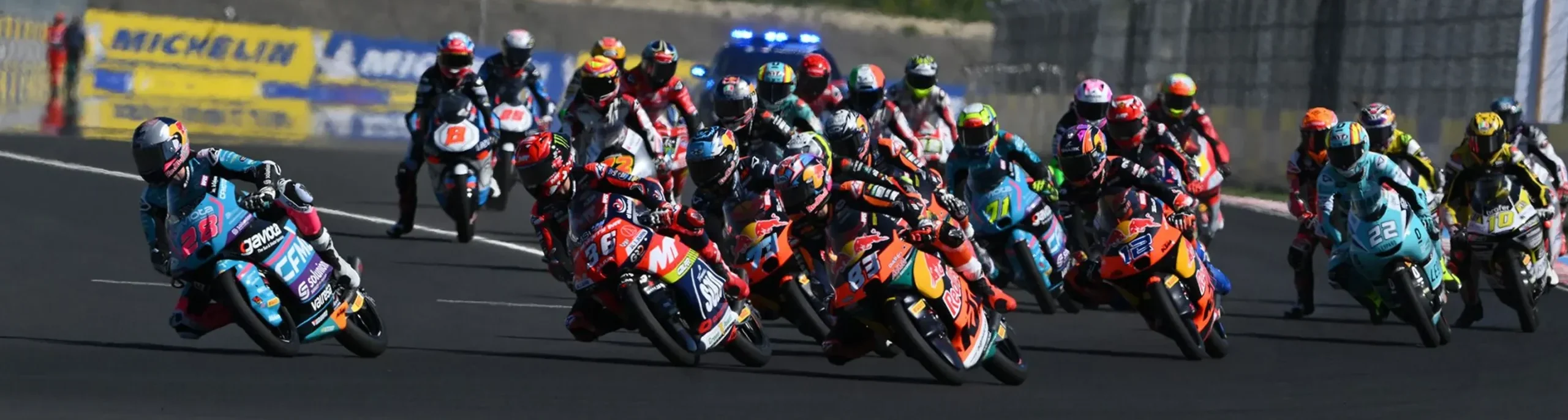 Moto3 race start at Balaton Park, in Hungary. Photo courtesy Dorna.