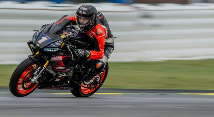 Alessandro Di Mario on his Aprilia RS 660 at VIR. Photo courtesy Aprilia Racing. Alessandro Di Mario on his Aprilia RS 660 at VIR. Photo courtesy Aprilia Racing.