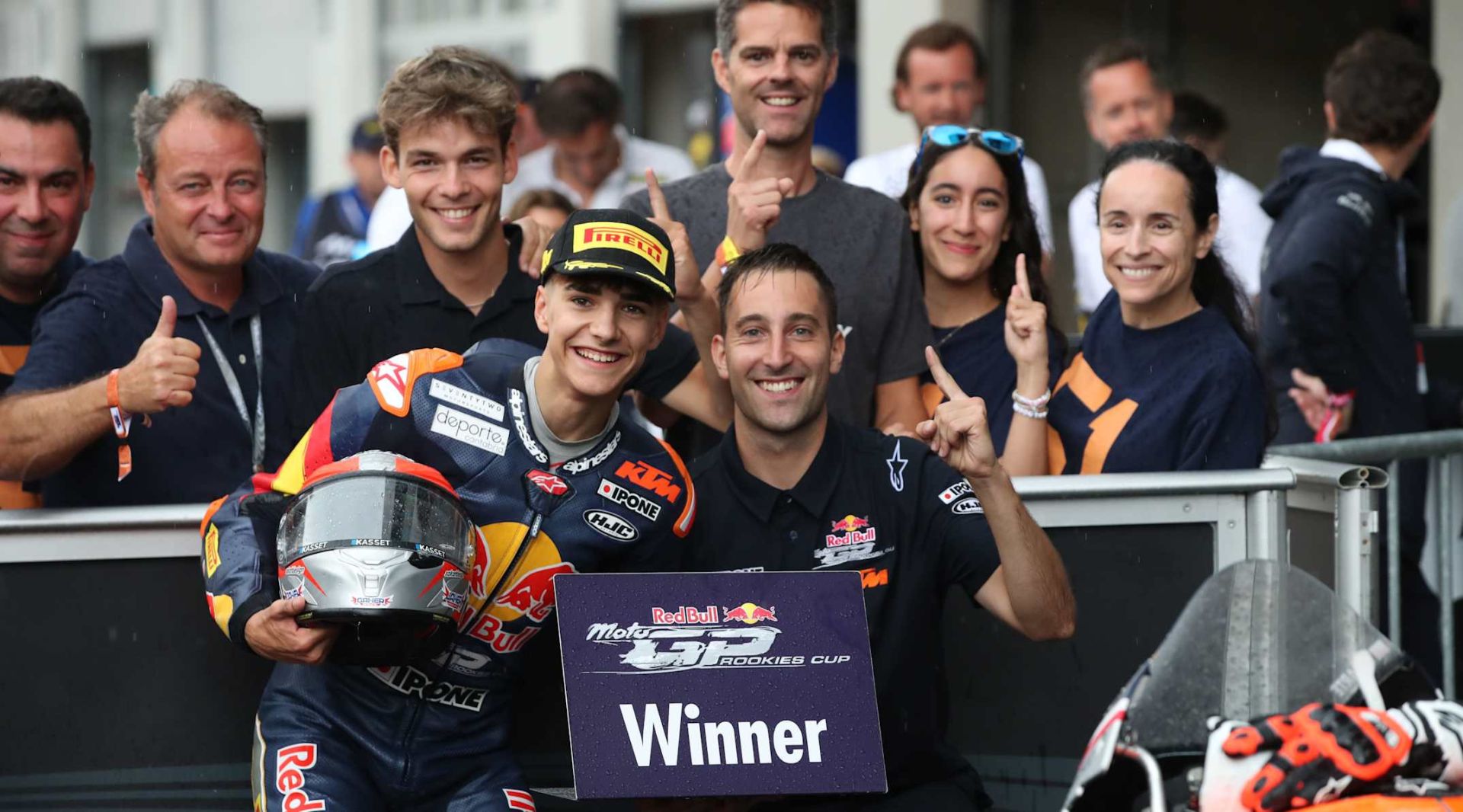 Brian Uriate is the happy winner of Race 1 in Spielberg 2025. Photo by Gold & Goose / courtesy Red Bull Content Pool