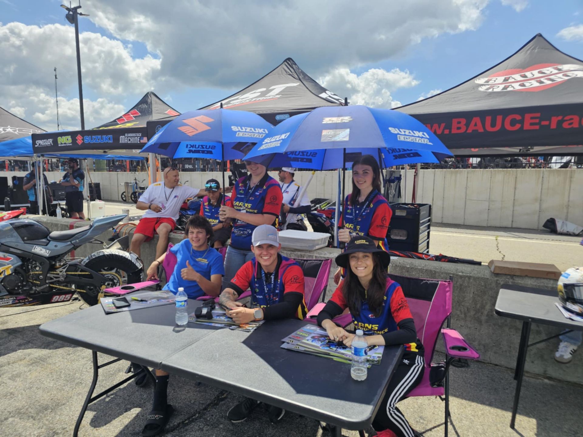 Isaac Woodworth (on the left), Levi Badie (center) and Elisa Gendron Belén (on the right). Photo courtesy Karns Performance Racing.