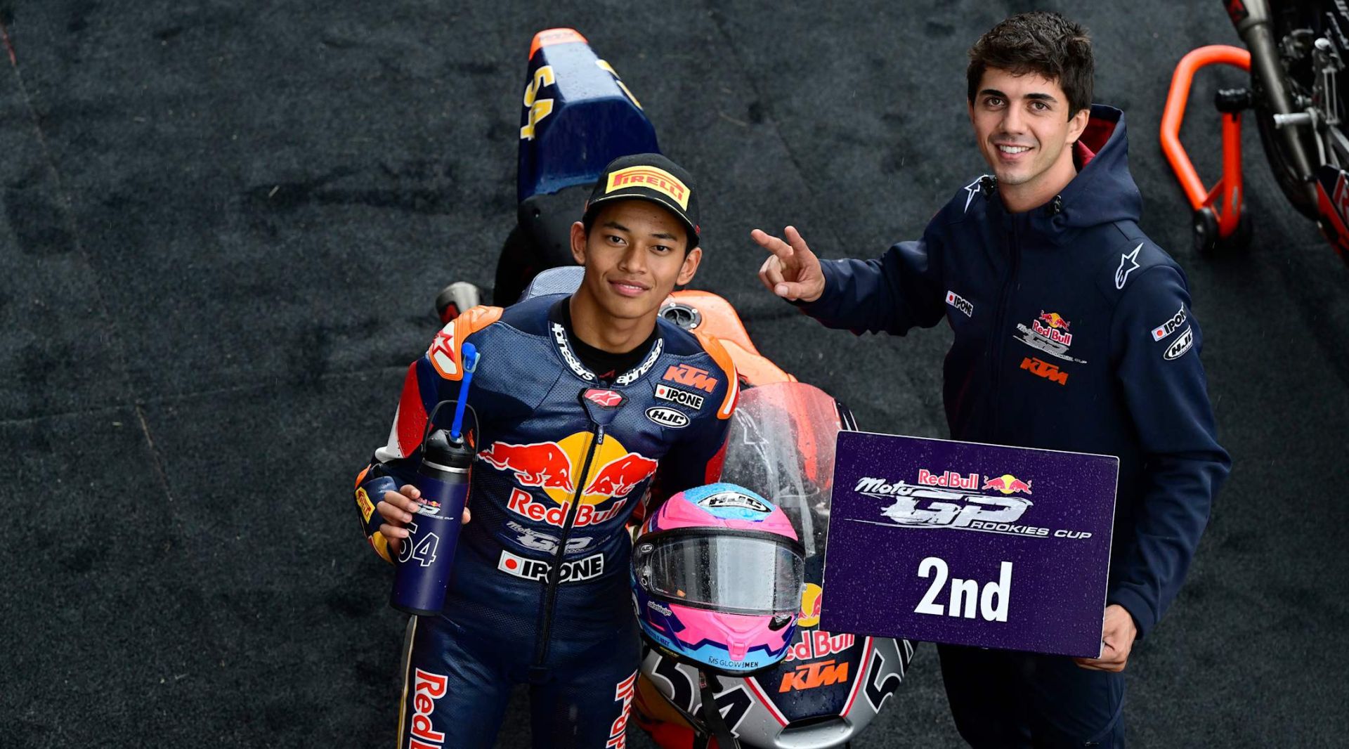 Veda Pratama got 2nd in Race 1 at the Red Bull Ring 2025. Photo by Gold & Goose / courtesy Red Bull Rookies Cup