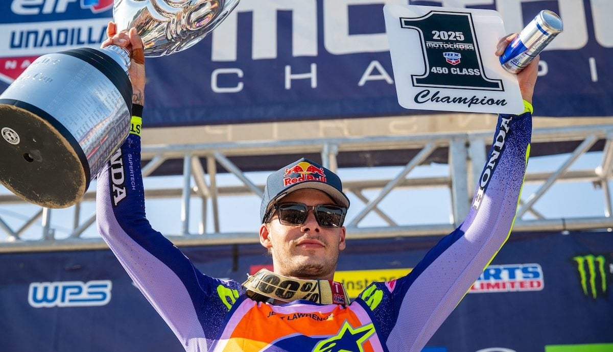 Australian Jett Lawrence on the podium at New Berlin. Photo Credit: MX Sports Pro Racing, Inc.