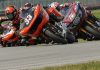 Kyle Wyman (33) battling with Loris Baz (76) and James Rispoli (43) at Mid-Ohio. Photo courtesy Harley-Davidson.