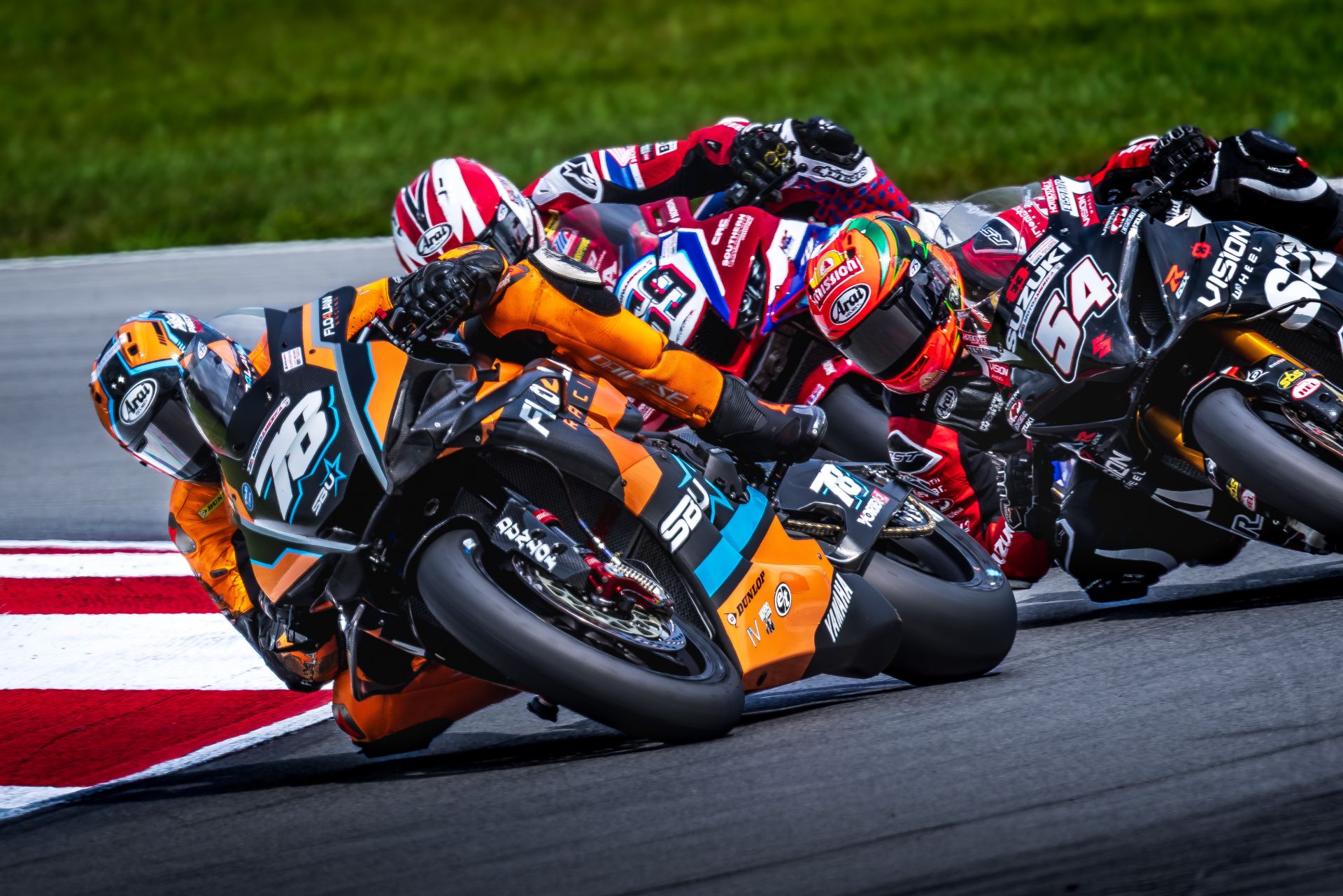 Benjamin Smith (78) battling with Richie Escalante (54) and Hayden Gillim (69) at Mid-Ohio. Photo courtesy Flo4law.