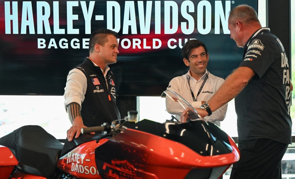 From left to right, Jeff Schuessler, Carlos Ezpeleta and Kolja Rebstock. Photo courtesy Dorna.