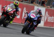 Kyle Ryde (1) versus Bradley Ray (28) with just 0.087s between them at the finish. Photo courtesy BSB.