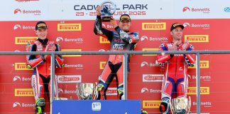 Podium picture, from left to right, with Andrew Irwin, Kyle Ryde and Tommy Bridewell. Photo courtesy BSB.