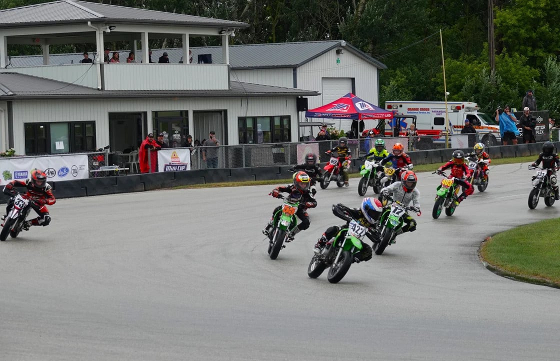 Chase Jazikoff (422) was the only rider to win a national title in 2024 and again this year. Jazikoff won three of the four Stock 110 class races over the weekend to capture that championship. Photo by Larry Lawrence